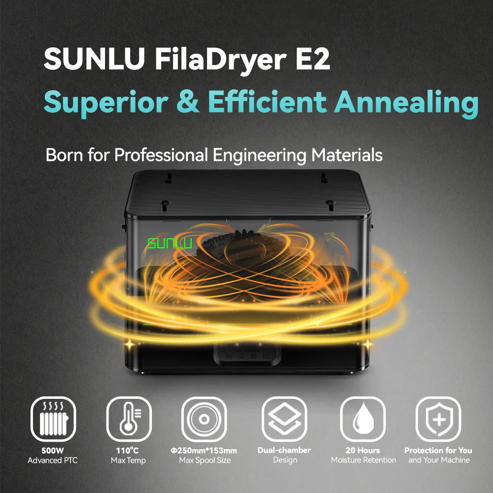 Image of SUNLU FilaDryer E2, Professional Drying and Annealing, Up to 110℃/230°F, Born for Engineering 3D Printing Filaments