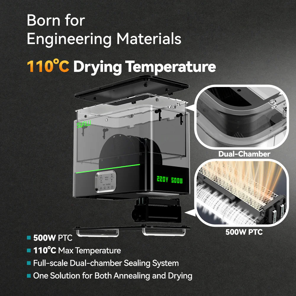 Image of SUNLU FilaDryer E2, Professional Drying and Annealing, Up to 110℃/230°F, Born for Engineering 3D Printing Filaments